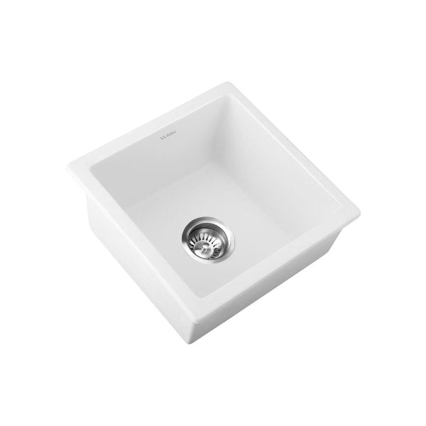 Kitchen Stone Sink Granite Laundry Basin Single Bowl 45Cmx45Cm White