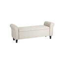 Storage Ottoman Linen Fabric Large Beige