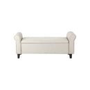 Storage Ottoman Linen Fabric Large Beige
