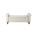 Storage Ottoman Linen Fabric Large Beige
