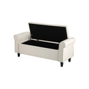 Storage Ottoman Linen Fabric Large Beige