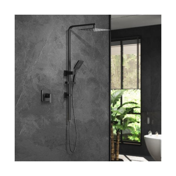 10" Rain Shower Head Set with Shower Mixer Square Black