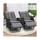 Sun Lounge Wicker Recliner 2 Pieces Black