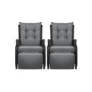 Sun Lounge Wicker Recliner 2 Pieces Black