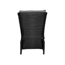 Sun Lounge Wicker Recliner 2 Pieces Black