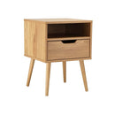 Bedside Table Handle-Free Open Shelf Wood