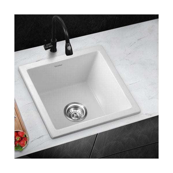 Kitchen Sink Granite Basin Single Bowl 45cmx45cm White