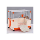 Small Orange Pet Rabbit Guinea Pig Crate With Potty Tray And Wheel