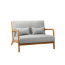 Armchair 2 Seater Sofa Fabric Grey Pillows