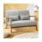 Armchair 2 Seater Sofa Fabric Grey Pillows