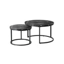 Set of 2 Nesting Coffee Table Round Marble Natural