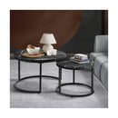 Set of 2 Nesting Coffee Table Round Marble Natural