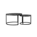 Set of 2 Nesting Coffee Table Round Marble Natural