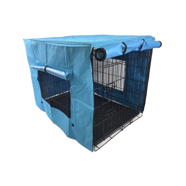 48 Inch Collapsible Metal Dog Puppy Cat Rabbit Cage With Cover Blue