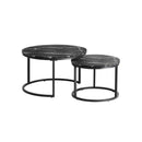 Set of 2 Nesting Coffee Table Round Marble Natural