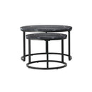 Set of 2 Nesting Coffee Table Round Marble Natural