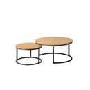 Set of 2 Nesting Coffee Table Round Marble Natural