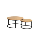 Set of 2 Nesting Coffee Table Round Marble Natural