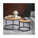 Set of 2 Nesting Coffee Table Round Marble Natural