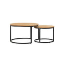 Set of 2 Nesting Coffee Table Round Marble Natural