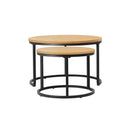 Set of 2 Nesting Coffee Table Round Marble Natural
