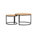 Set of 2 Nesting Coffee Table Round Marble Natural
