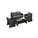 Outdoor Patio Set 4Piece Wicker Sofa Chair Table