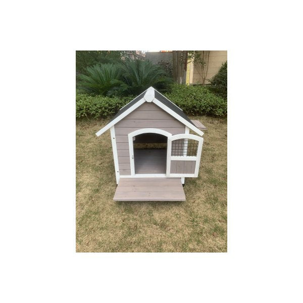 L Timber Pet Dog Kennel House Puppy Wooden Cabin With Stripe