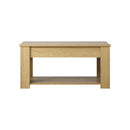 Coffee Table with Lift Up Top Storage Space Wooden Beige