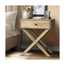 Bedside Table Wooden Frame Cross Base
