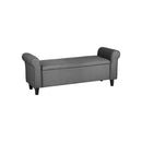 Storage Ottoman Linen Fabric Large Grey