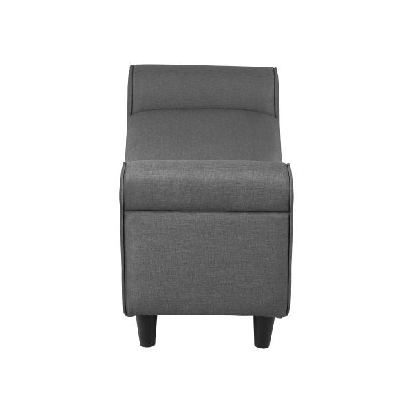 Storage Ottoman Linen Fabric Large Grey