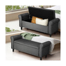 Storage Ottoman Linen Fabric Large Grey