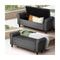 Storage Ottoman Linen Fabric Large Grey