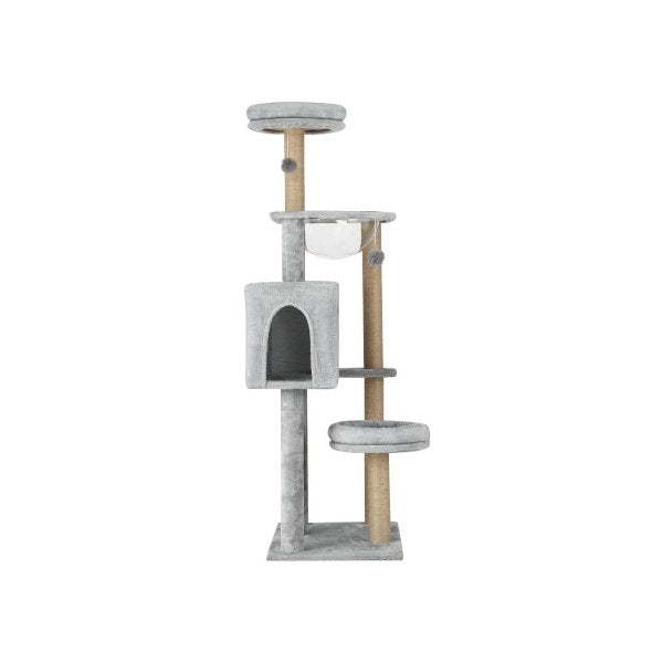 140cm Cat Tree, Grey Cat Tower Scratching Post