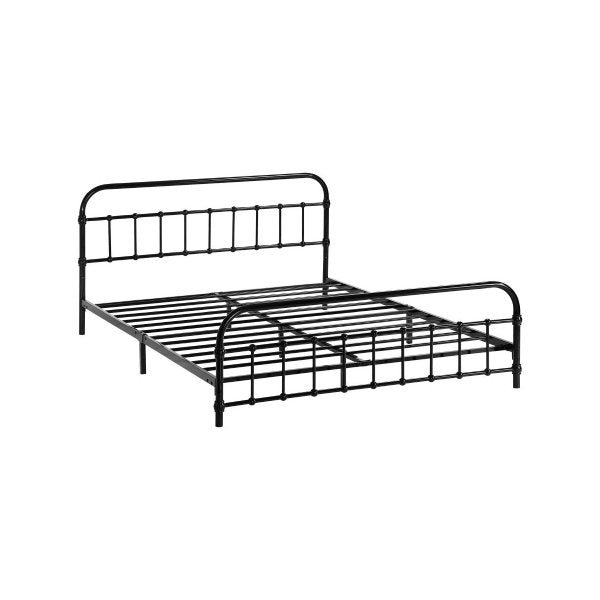 Metal Bed Frame Queen Size Railing-style Black
