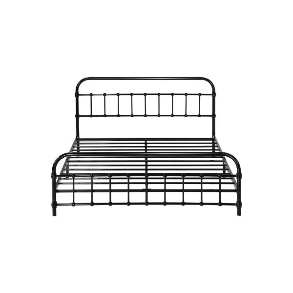 Metal Bed Frame Queen Size Railing-style Black