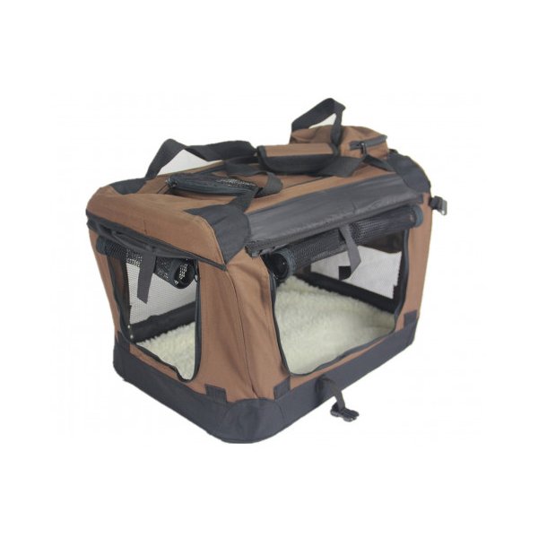 Xxl Foldable Soft Dog Cat Puppy Carrier Crate With Curtain Brown