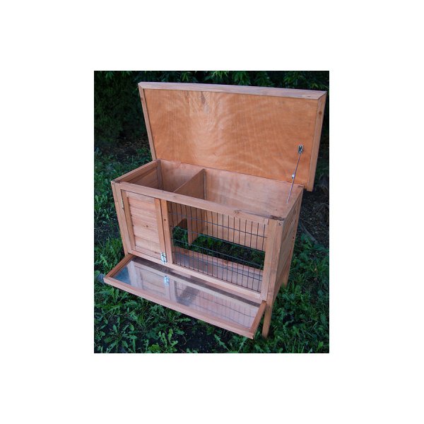 Single Wooden Pet Rabbit Hutch Guinea Pig Cage With Slide Out Tray
