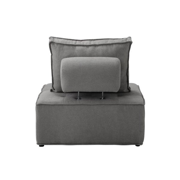 Armless Sofa with Adjustable Back Modular Grey
