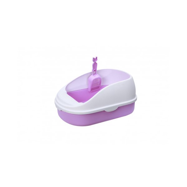 Medium Portable Cat Toilet Litter Box Tray With Scoop Purple
