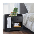 Bedside Table with Drawer & Storage Space Black