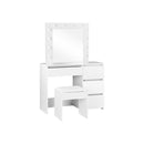 Dressing Table Stool Set With 12 Bulbs Mirror White