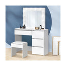 Dressing Table Stool Set With 12 Bulbs Mirror White