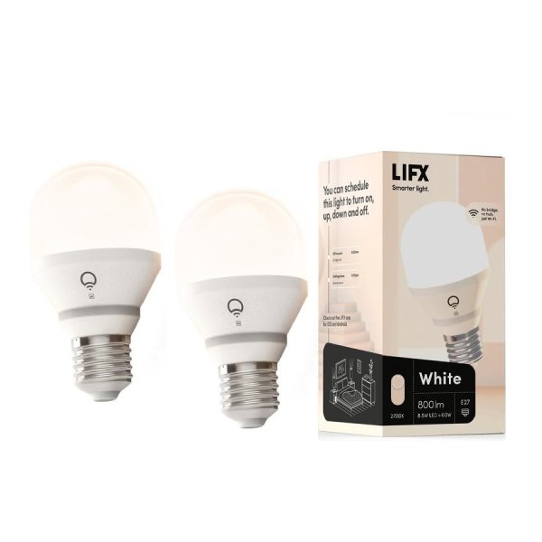 2 Pack Lifx White 800 Wifi Led Light Bulb E27 Edison Screw