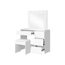 Dressing Table Stool Set With 12 Bulbs Mirror White