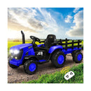 XL Kids Ride On Tractor 12V with Trailer Remote Blue