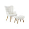 Armchair with Footstool Sherpa White