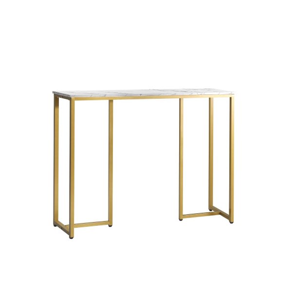 Console Table Marble Effect Hall Display White&Gold