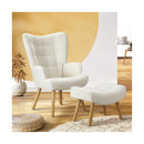Armchair Lounge Chair Ottoman Accent Sherpa Sofa Chairs White